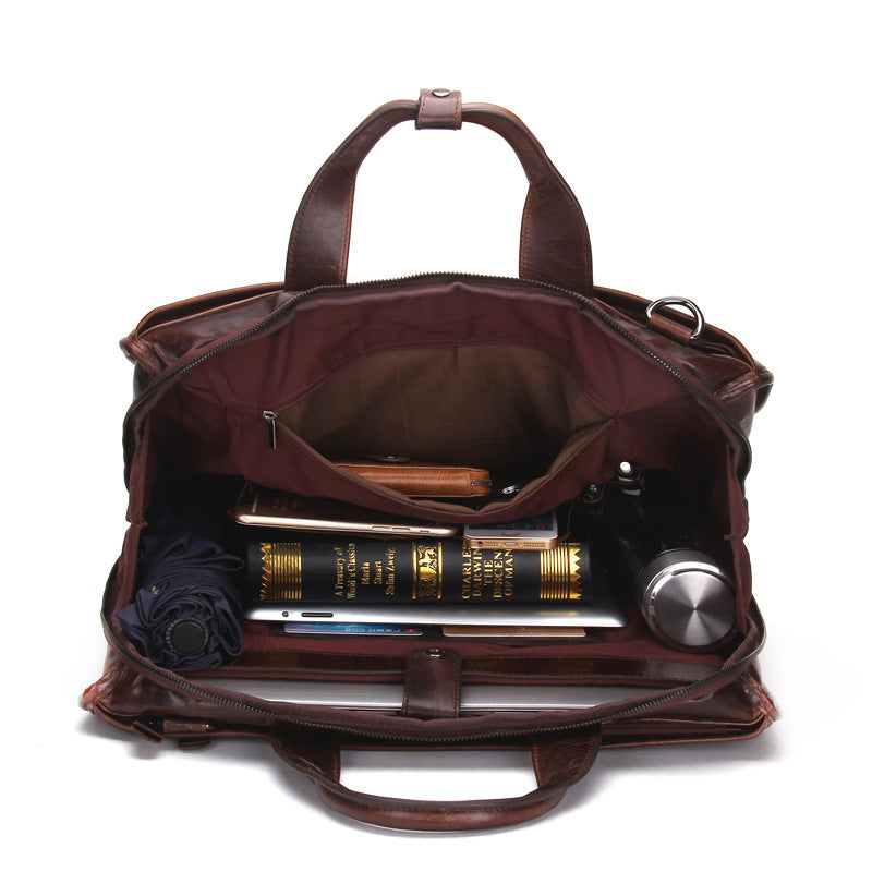 Cowhide Business Briefcase Men&#39;s Shoulder Messenger Bag Casual Computer Bag