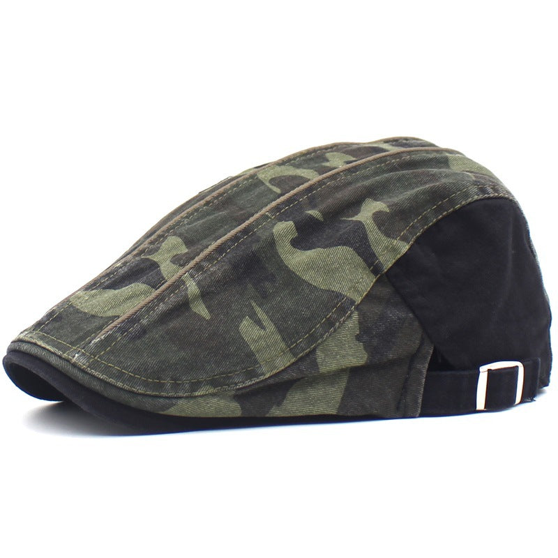Men&#39;s Camouflage Washed Cotton Flat Brim Beret