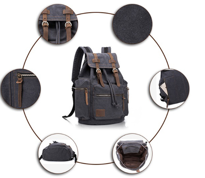 European And American Retro Men&#39;s Large Capacity Canvas Bag New