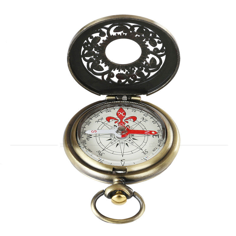 Vintage Pocket Watch Hollow Clamshell Bronze Compass