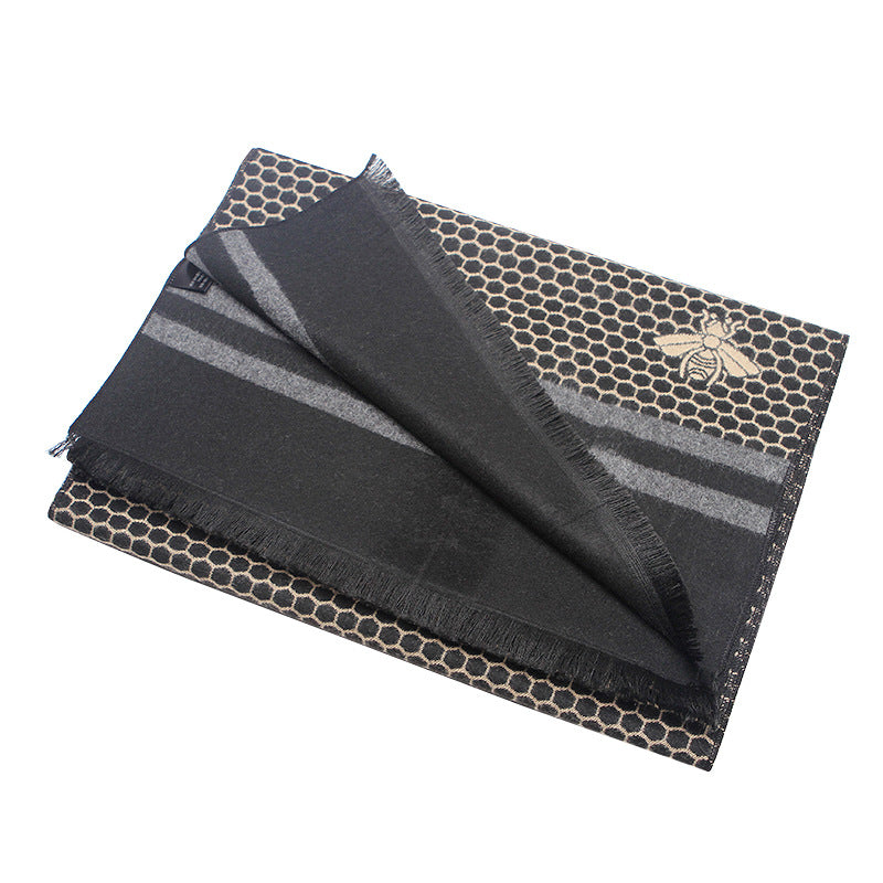 Men&#39;s Fashion Versatile Thickened Brushed Plaid Scarf