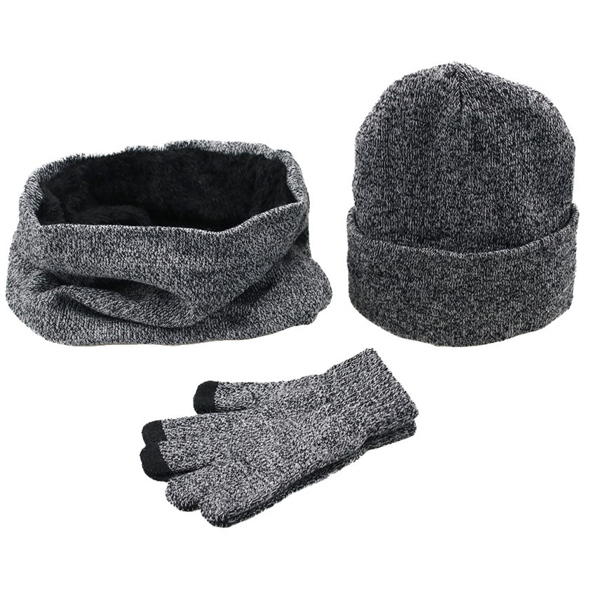 Winter men&#39;s hats, scarves, gloves, suits, fashion knitting and velvet hats, scarves, kits, men&#39;s 3 pieces/sets