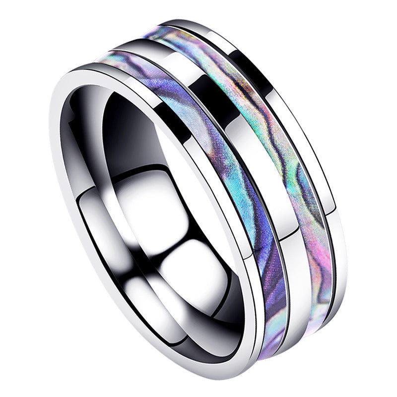 Titanium Steel Blue Carbon Fiber Diamond Dragon Ring