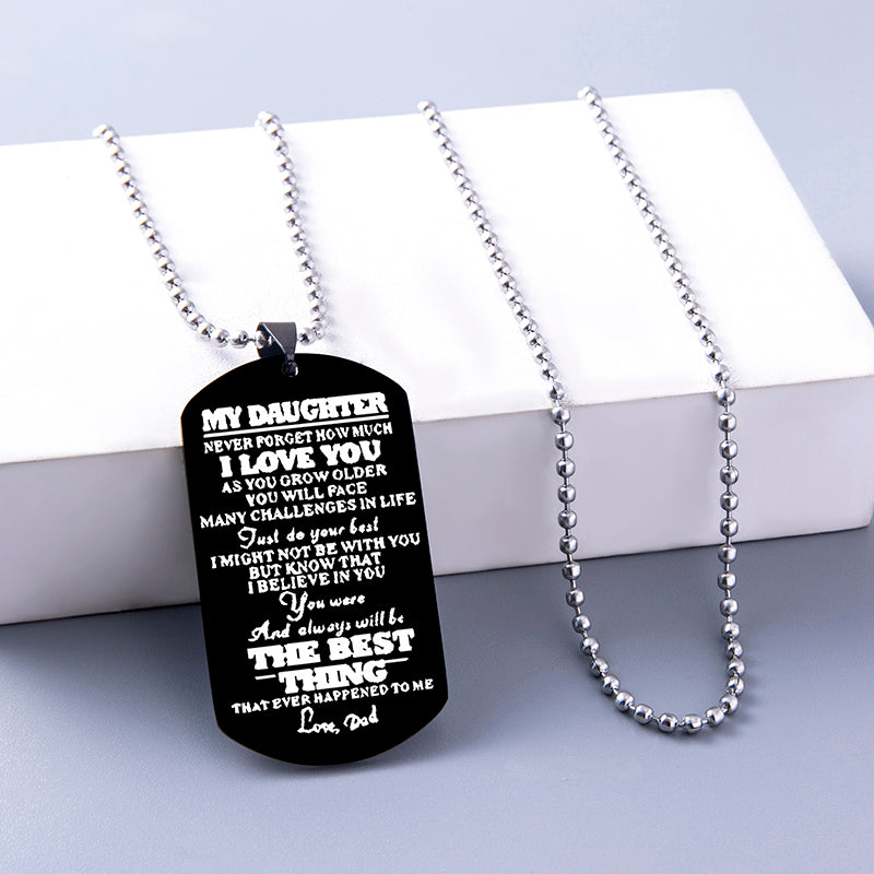 I Love You Grand Army Brand Silver Black Stainless Steel Pendant Necklace For Daughter Son