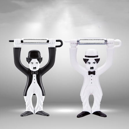 Handheld Fruit Vegetable Peeler Creative Plastic Character Standing Stainless Steel Slicer