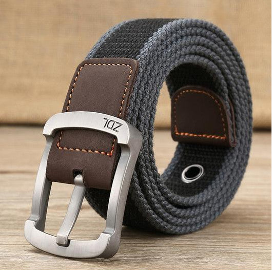 Canvas belt men&#39;s and women&#39;s pin buckle belt