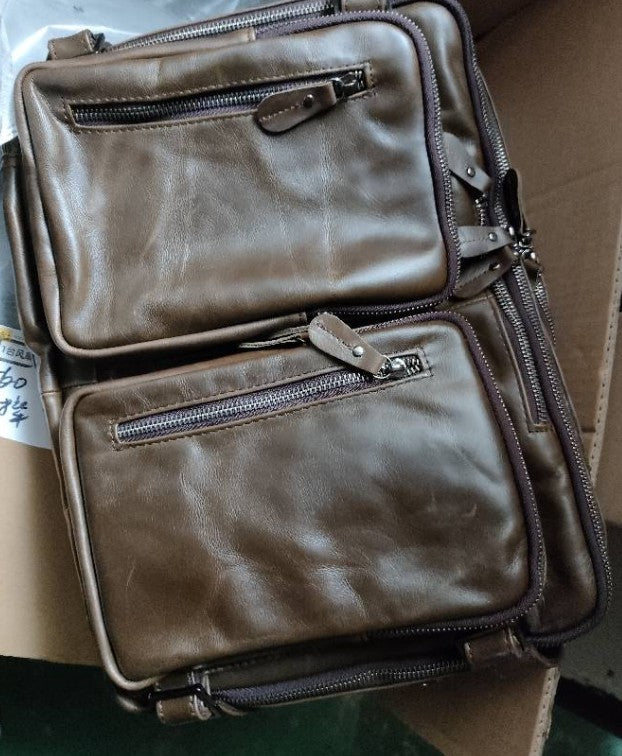 Men&#39;s Multi-functional First-layer Imported Leather Bag
