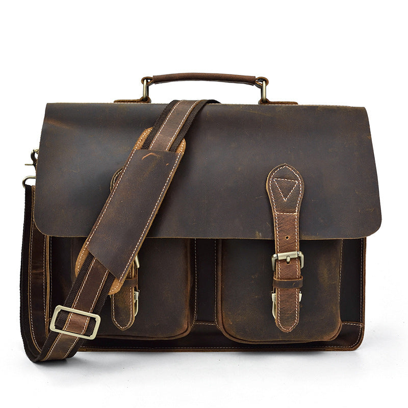 Men&#39;s Fashion Personality Leather Retro Portable Briefcase