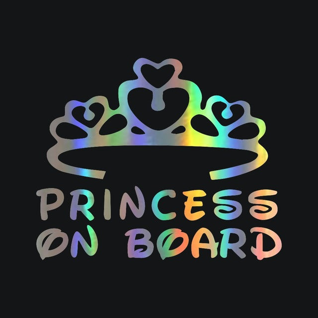 Princess Baby On Board Car Sticker Crown Princess Car Sticker A262