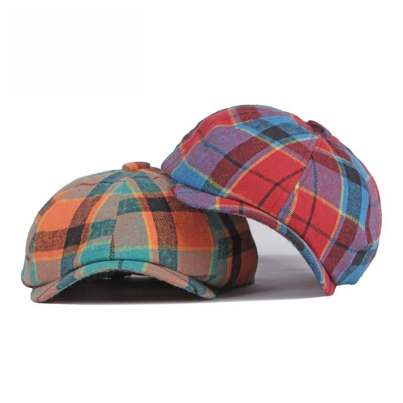 Men&#39;s Plaid Beret Octagonal Cap