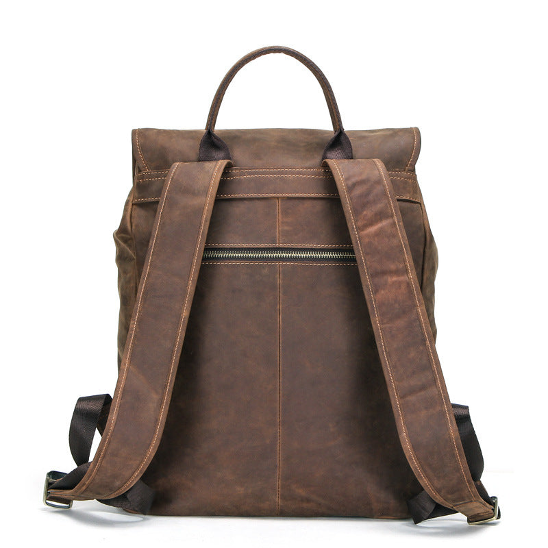 Black Angel Retro Crazy Horse Leather Men&#39;s Backpack