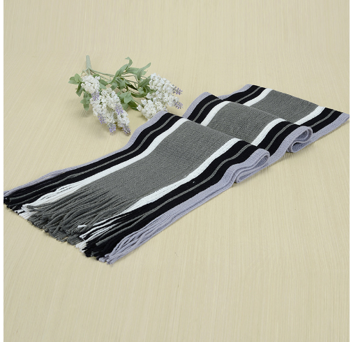 Knitted Warmth And Color Matching Striped Men&#39;s Scarf