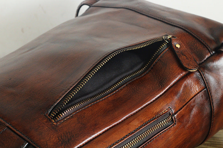 Vintage Rubbed Color Handmade Top Layer Leather Travel Bag