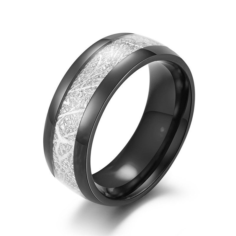 Carbon Fiber Couple Stainless Steel Jewelry Inlaid Anti-Stone Men&#39;s Ring