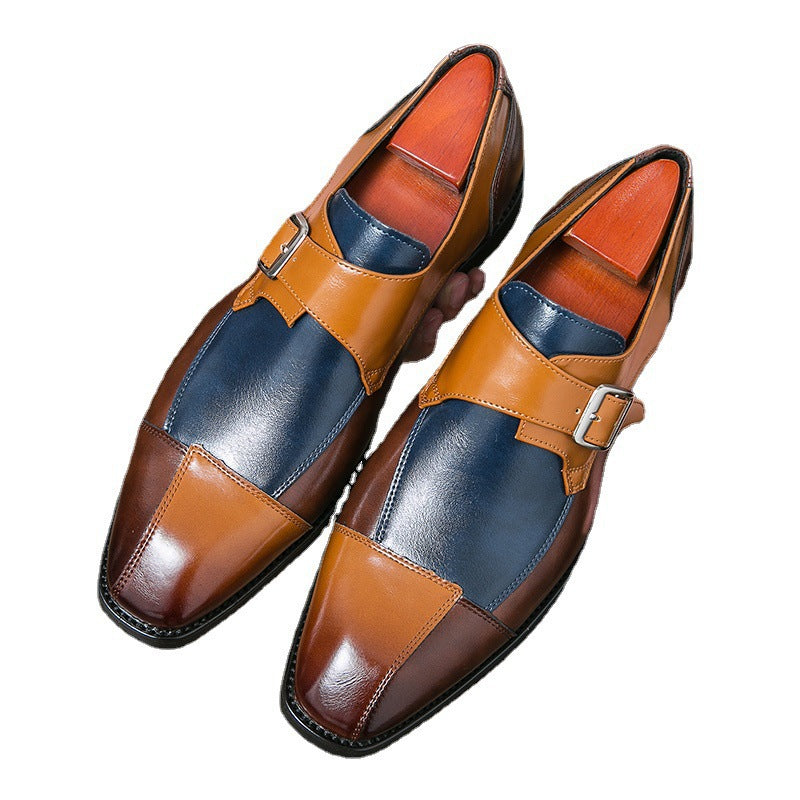 Men&#39;s British Style Assorted Colors Retro Buckle Casual Leather Shoes
