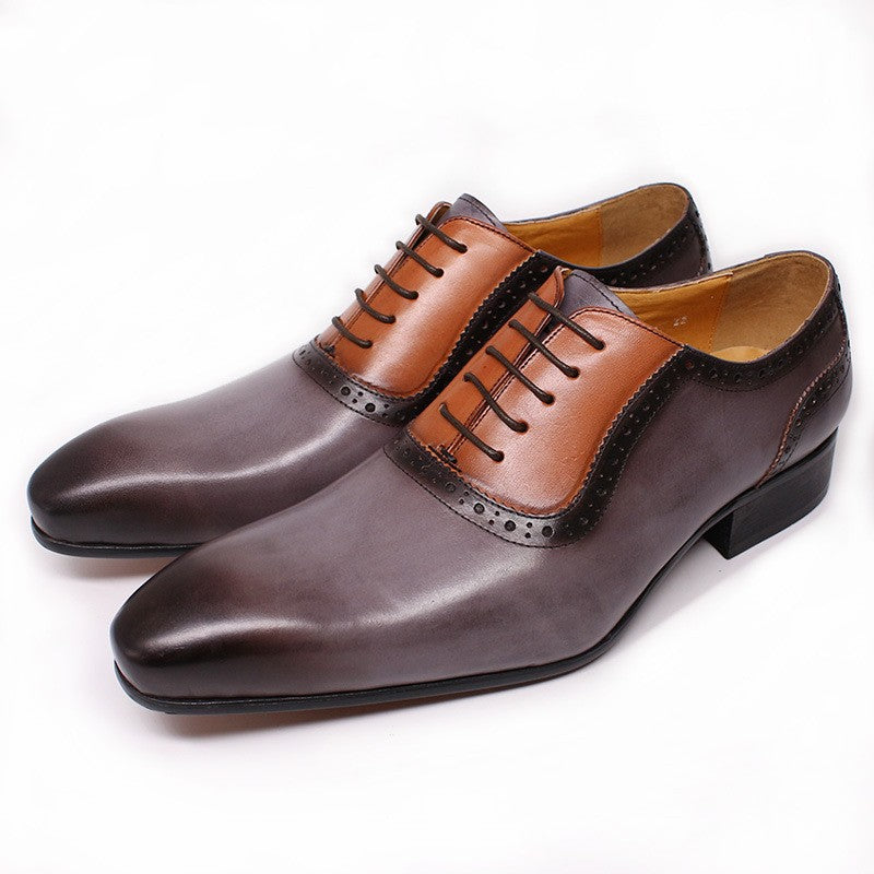 Men&#39;s Color Blocking Formal Leather Shoes