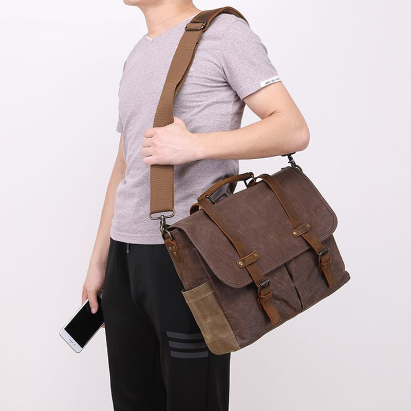 Fashion Personality Men&#39;s Oil Wax Canvas Bag