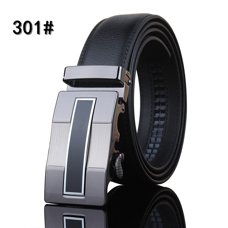 Men&#39;s belt leather automatic buckle Leopard pure leather belt