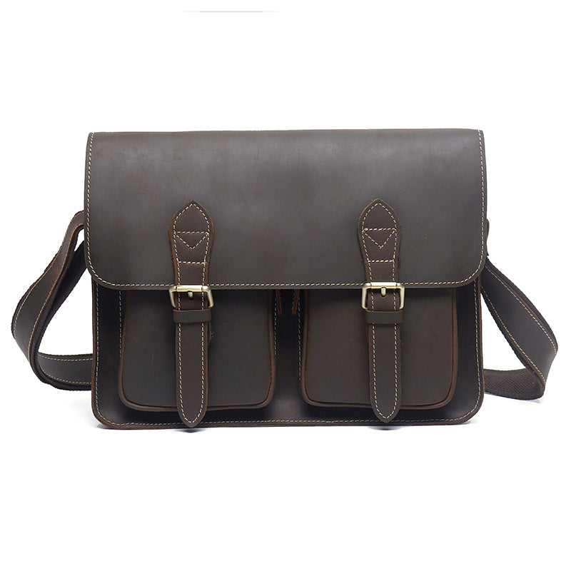 Retro Men&#39;s Cowhide Handbag One Shoulder Crossbody Messenger Bag