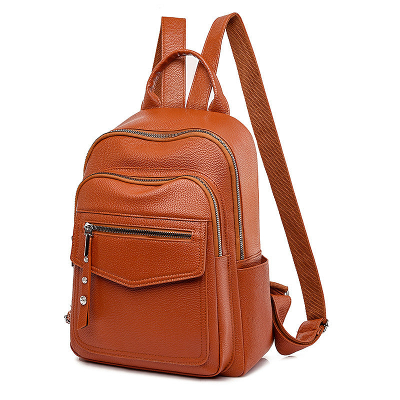 Casual Backpack Simple Large Capacity Solid Color Mother Bag