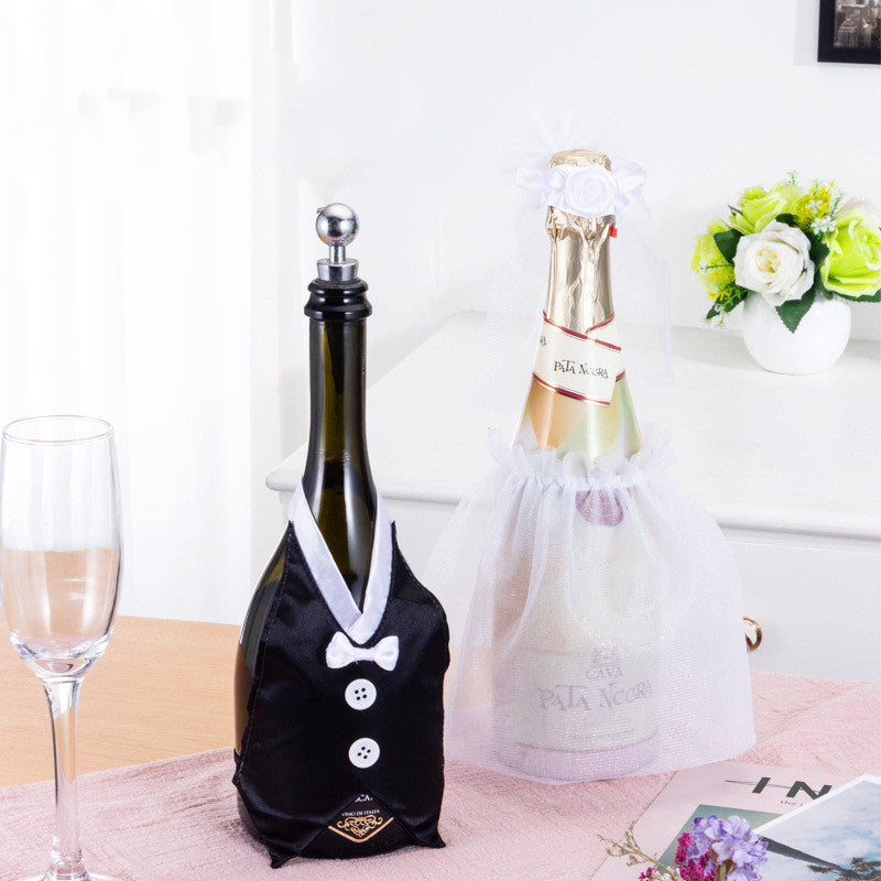 New Product Creative Wine Bottle Cover Cloth Wedding Dress Wedding Decoration