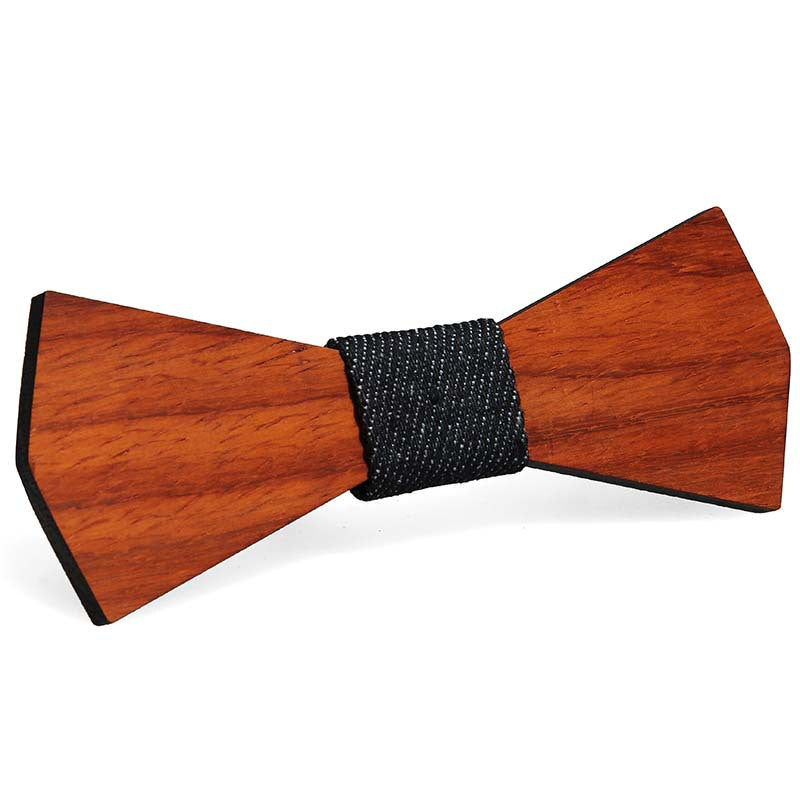 Green hand collar red pear solid wood bow tie