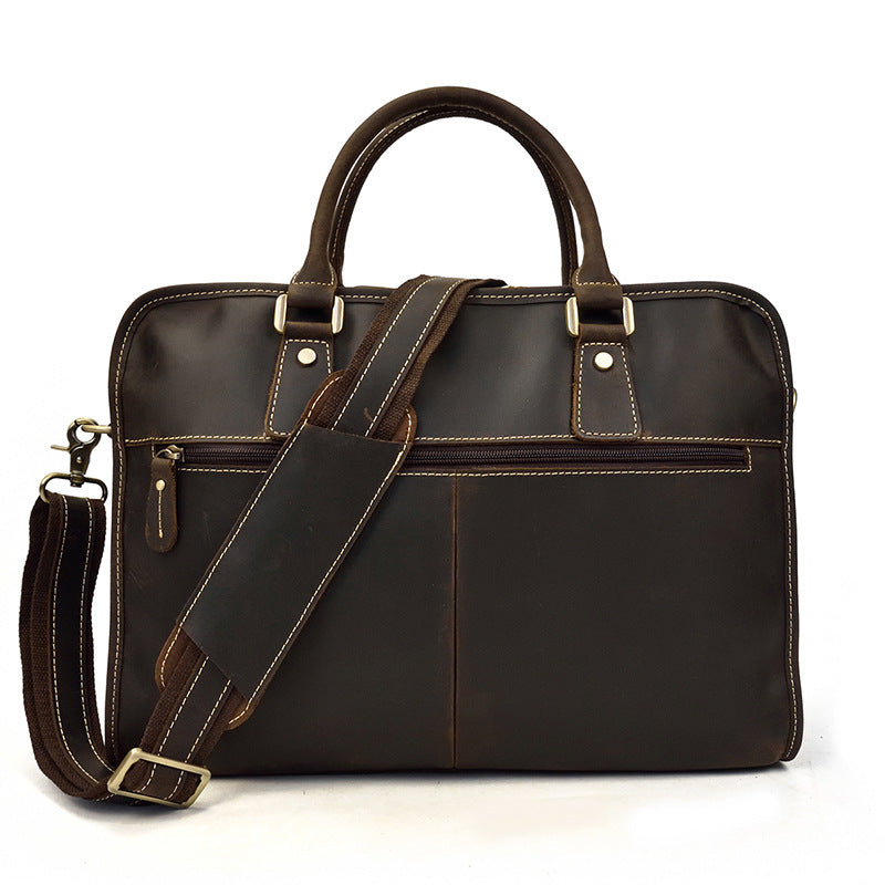 Men&#39;s Crazy Horse Leather Retro Commuter Business Bag