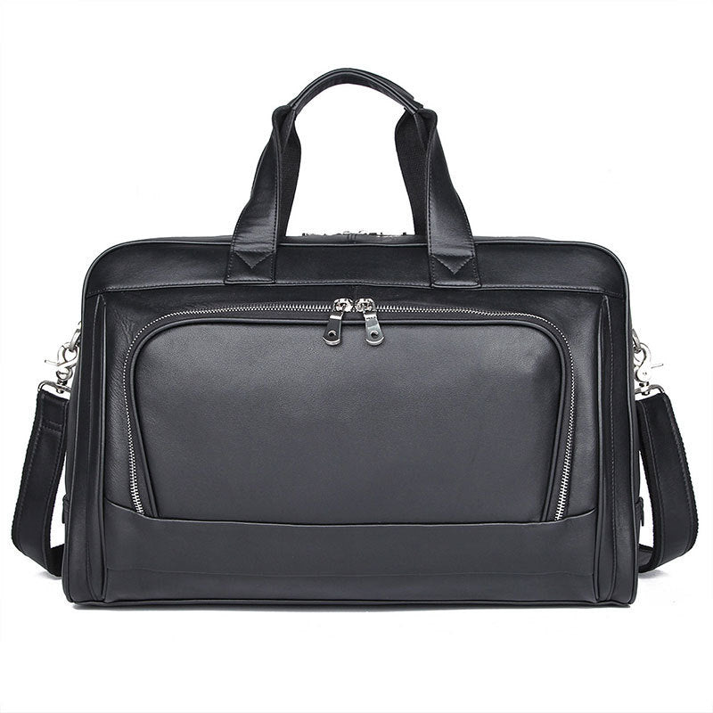 New Leather Business Briefcase First Layer Cowhide Men&#39;s Bag Nappa Leather 17 Inch Laptop Bag