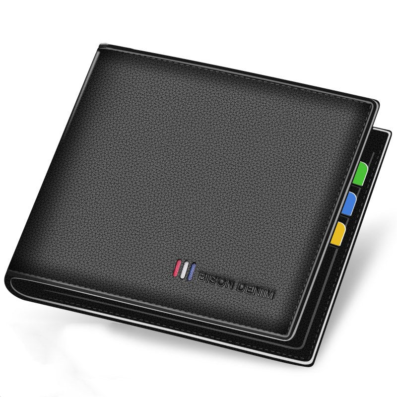 American bison men&#39;s short men&#39;s leather wallet