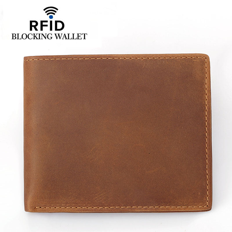 RFID Leather Bifold Retro Men&#39;s Wallet