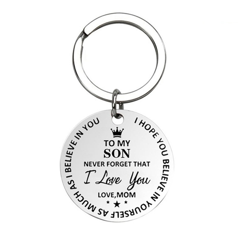 Engraved To My Daughter Son Love Mom Dad Round Stainless Steel Pendant Keychain