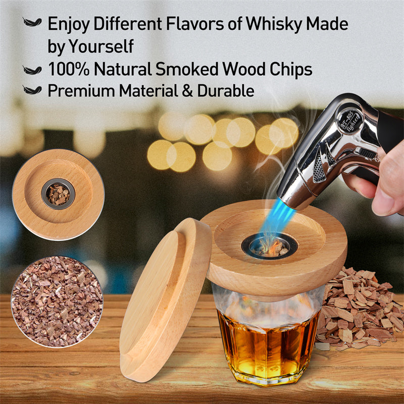 Smoker Kit With Torch  6 Flavors Wood Chips Whiskey Smoker Kit Drink Smoker Birthday Bourbon Gifts For Men, Dad, Husband  Without Butane
