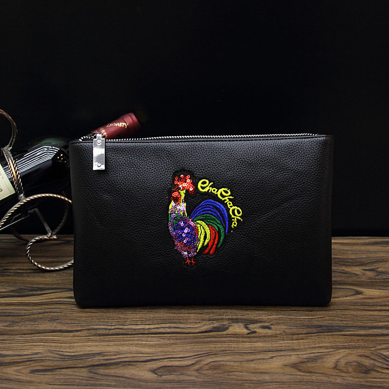 Bee Embroidered Men&#39;s Handheld Envelope Bag