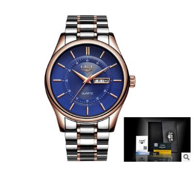 Fashion trend business waterproof steel belt watch men&#39;s multi-function luminous