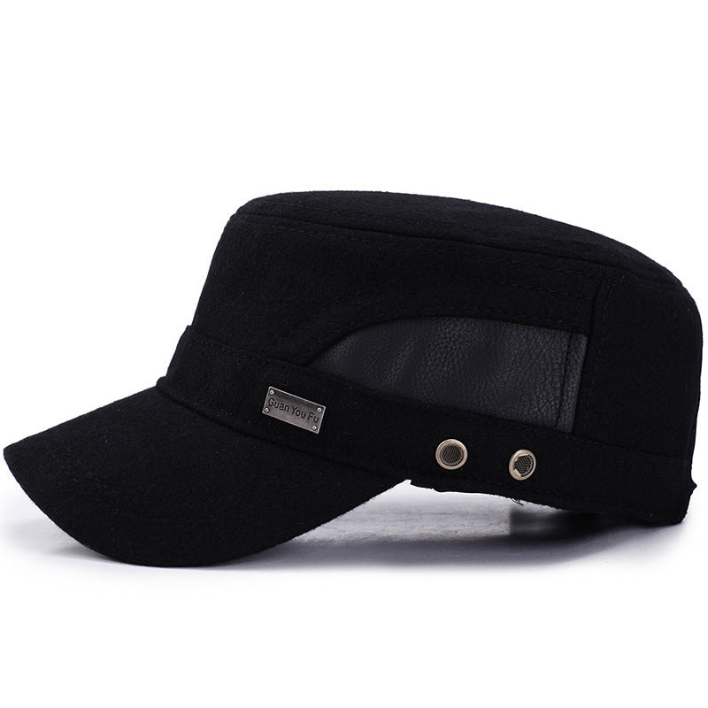 Men&#39;s Warm Woolen Flat Top Hat