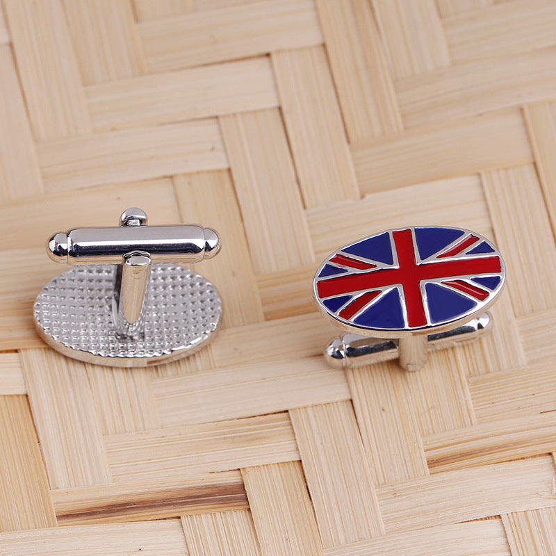 British Flag Geometric Fashion Men&#39;s French Shirt Cufflinks