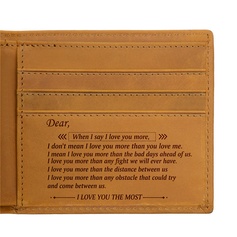 Men&#39;s horse leather leather lettering laser label wallet