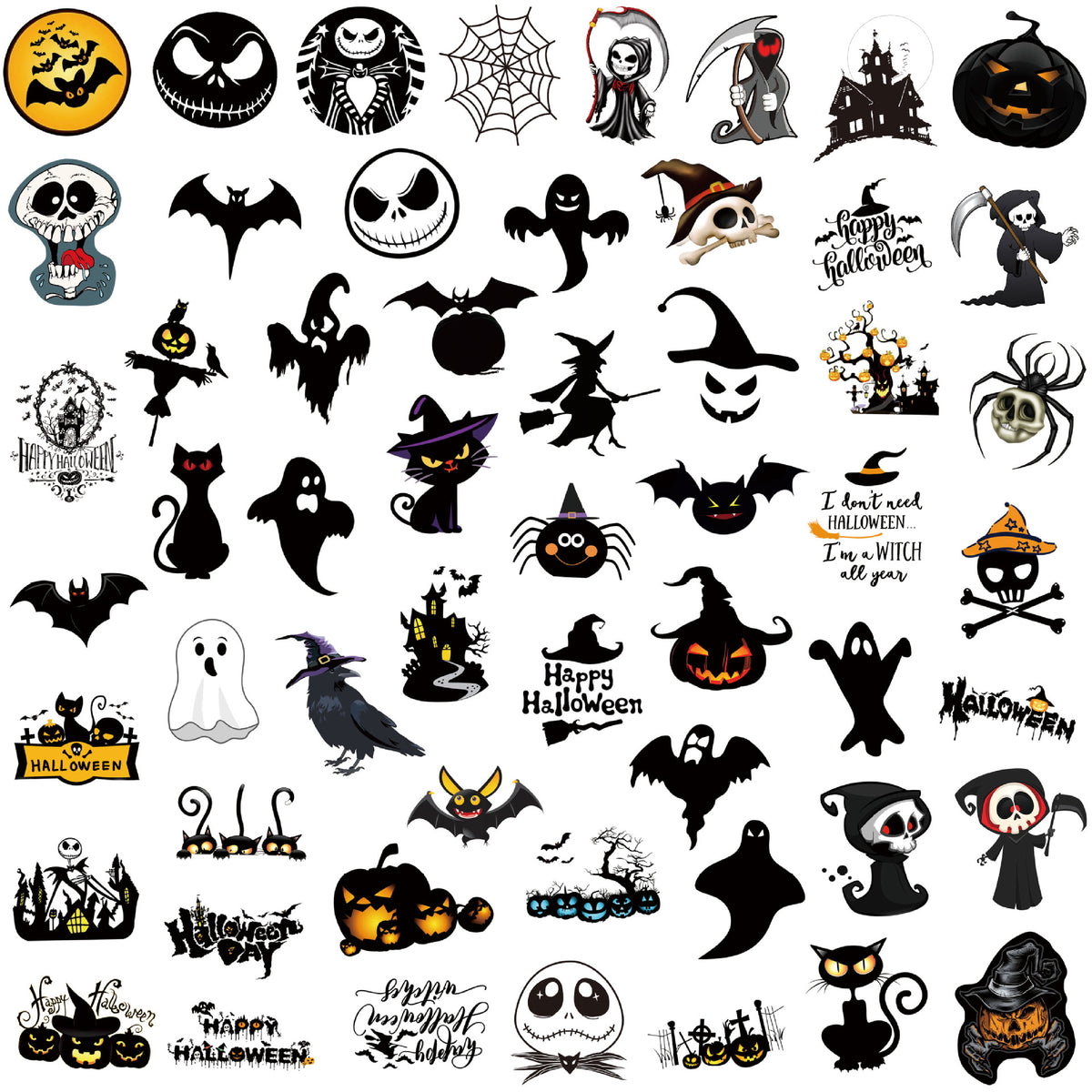 Halloween Sticker Bat Ghost Cartoon Party Sticker Waterproof Removable
