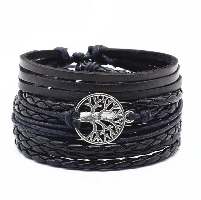 Men&#39;s Leather Vintage Braided Bracelet