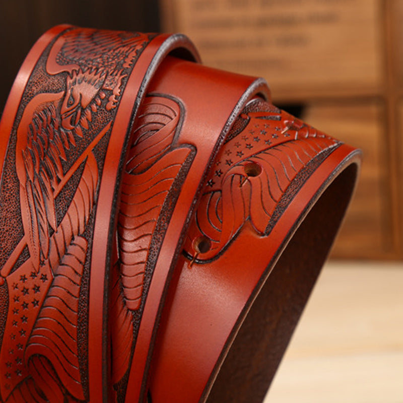 Personalized Eagle Head Buckle Men&#39;s Belt