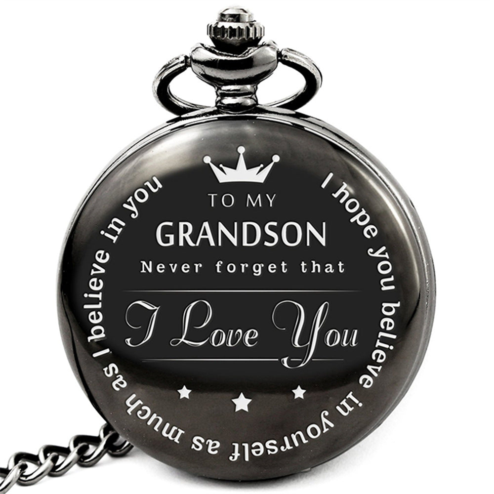 Fashion laser lettering series quartz pocket watch