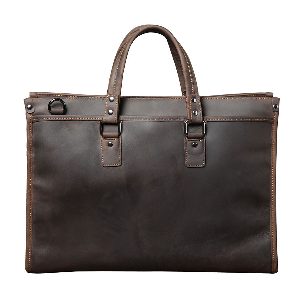 First Layer Cowhide Men&#39;s Business Large Capacity Genuine Leather Laptop Bag