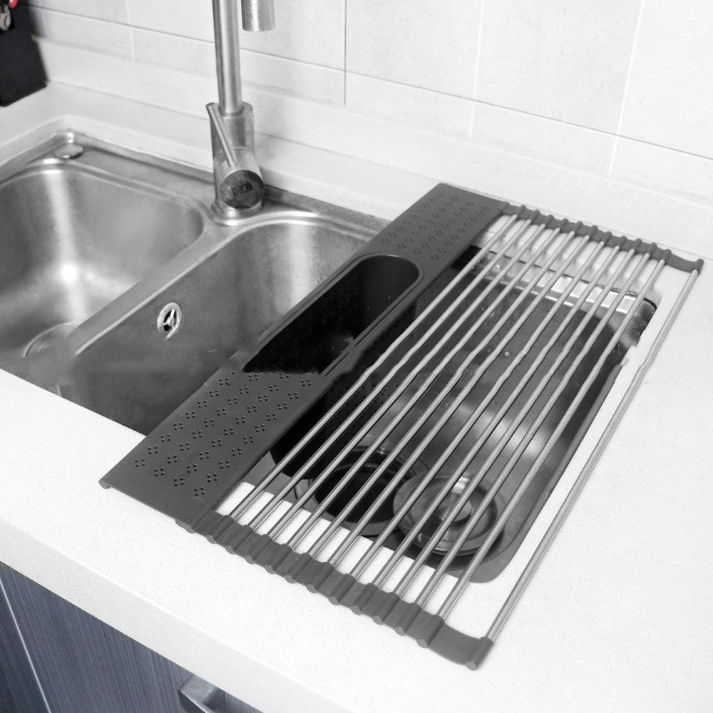 Folding Stainless Steel Storage And Draining Dish Rack
