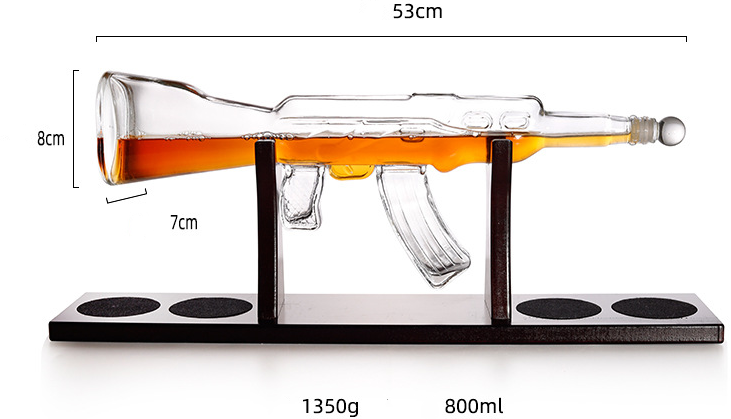Elegant Gun Modeling Glass Wine Container Glass Wine Set Craft Wine Bottle