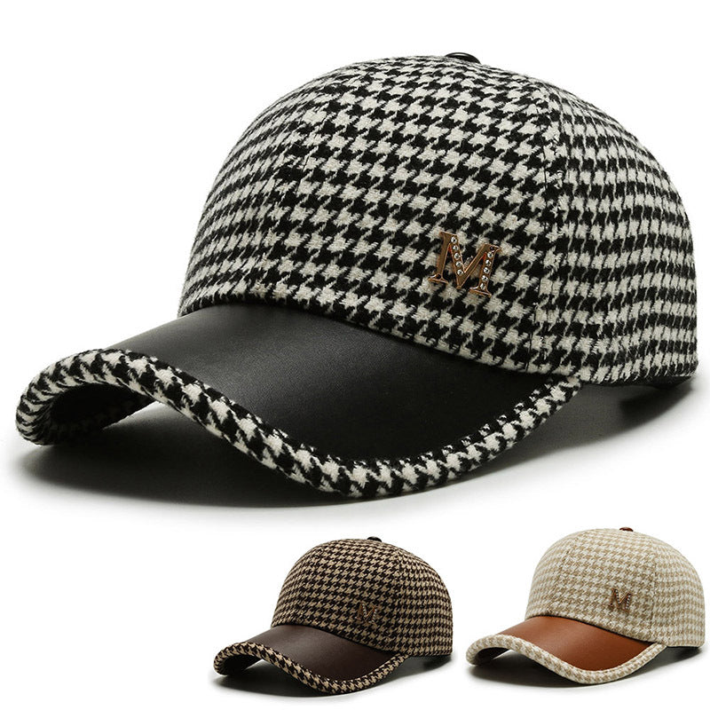 Men&#39;s And Women&#39;s Fashion Houndstooth Fine Grid Baseball