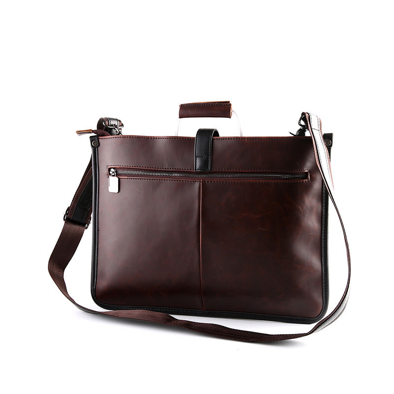 Men&#39;s Casual One Shoulder Messenger Bag Crazy Horse Leather