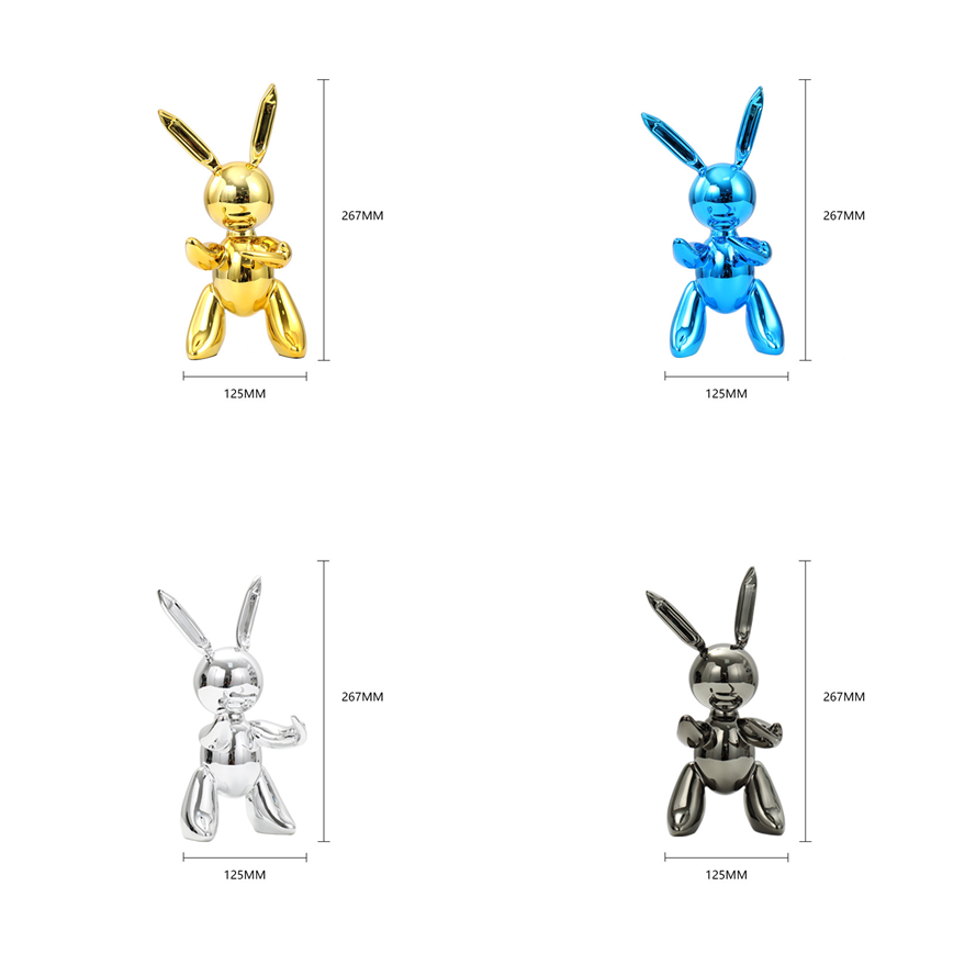 Shiny Balloon rabbit Statue Simulation rabbit Animal Art Sculpture Resin