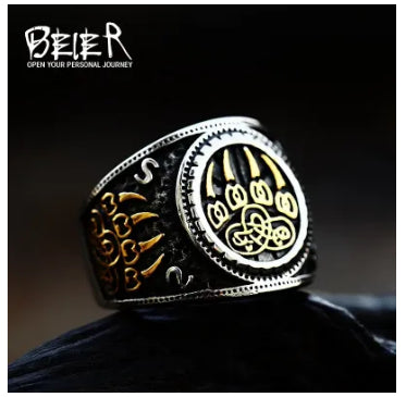 Viking Domineering Bear Claw Ring Nordic Mythology Bear Paw Thai Silver Ring