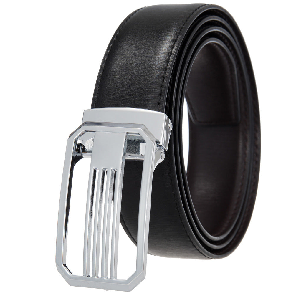 Men&#39;s Perforated Casual Two-layer Leather Belt
