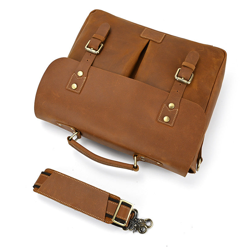 Men&#39;s Crazy Horse Leather Crossbody Bag Top Layer Cowhide